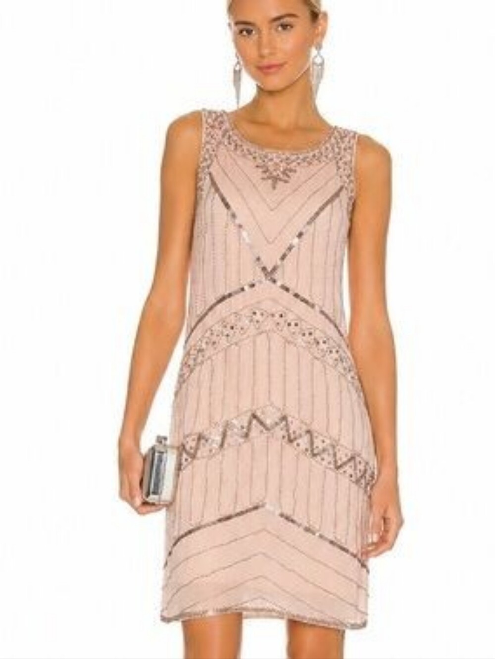Molly Bracken Pale Pink Beaded Dress NEW
